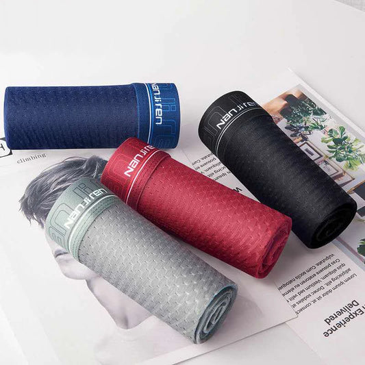 BOC-WEAR Men's Ice Silk Boxers - 4-Pack Breathable Mesh Underwear - BOC-WEAR