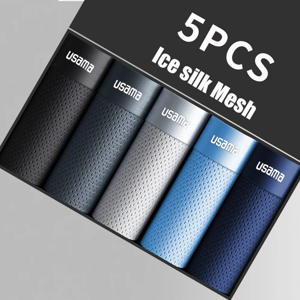 BOC-WEAR Men's Ice Silk Boxers - 5-Pack Breathable Mesh Underwear - BOC-WEAR