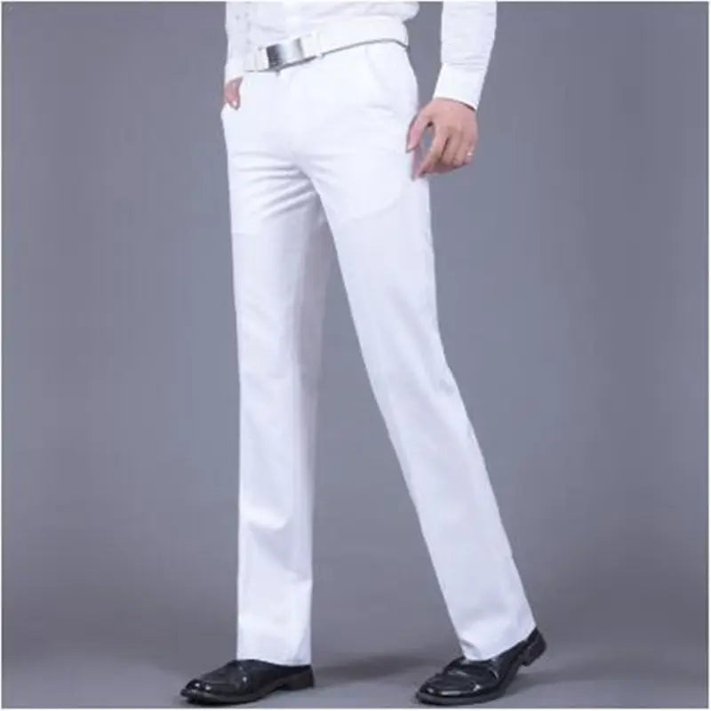 Male Suit Trousers Business Straight Social Tailoring White Clothing Dress Men's Summer Pants Premium Up Slacks Elegant