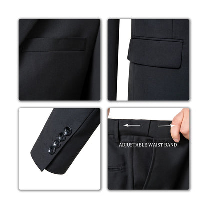 Men's 2-Piece Suits Classic Fit 2 Button Office Dress Suit Jacket Blazer and Pants - BOC-WEAR