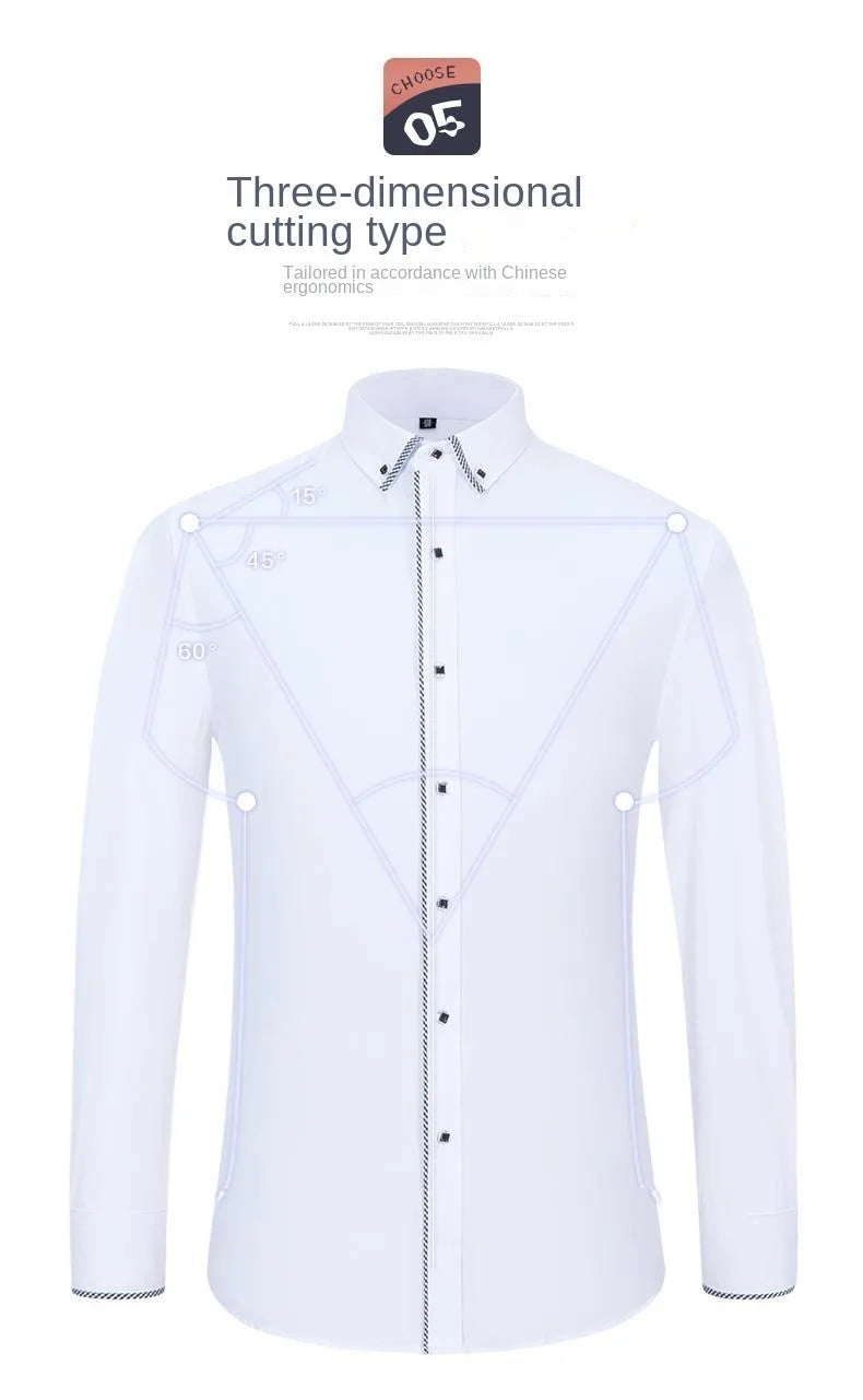 White Shirt for Men Long Sleeves Office Business Button-down Dress Shirts Casual Male Korean Fashion Slim Fit 5XL 6XL 7XL 8XL - BOC-WEAR