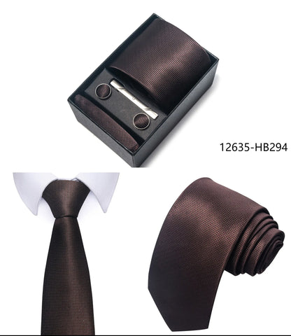 Luxury Brand 8 cm Tie Handkerchief Cufflink Clip Set For Men Wedding Gravata Suit Accessories Holiday Gift Box - BOC-WEAR