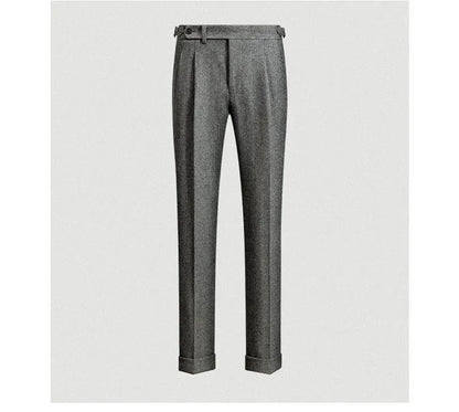 2025 Men's Autumn Winter Fashion High Waist Wool Trousers Male Tweed Casual Pockets Pants Men Long Straight Suit Pants