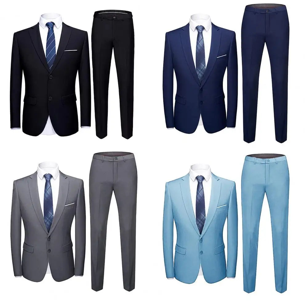 Wedding Suit For Men Set Elegant Blazers Formal 2 Pieces Full Jackets Pants Classic Business Coats 2024 - BOC-WEAR
