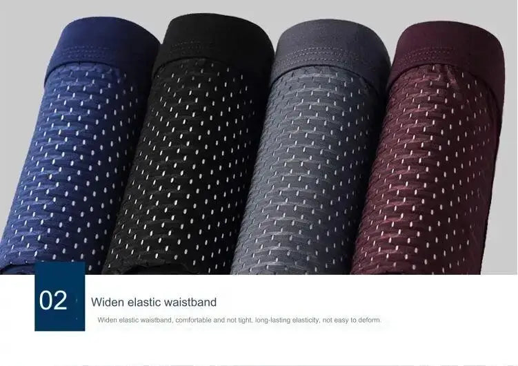 BOC-WEAR Men's Ice Silk Boxers - 4-Pack Seamless Summer Underwear - BOC-WEAR