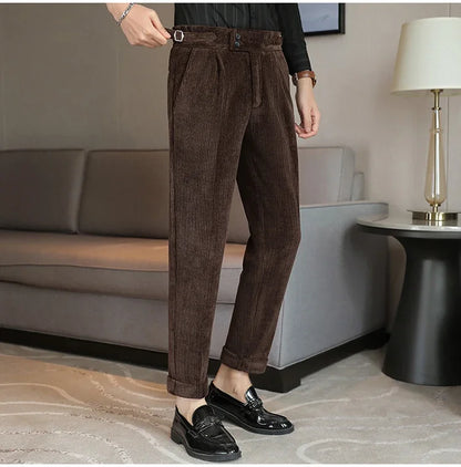 2024 New Light Luxury Chenille Neapolitan High Waist  Casual Pants for Men , Premium Feeling Slim Fit  Mens Dress Pants,pantalon