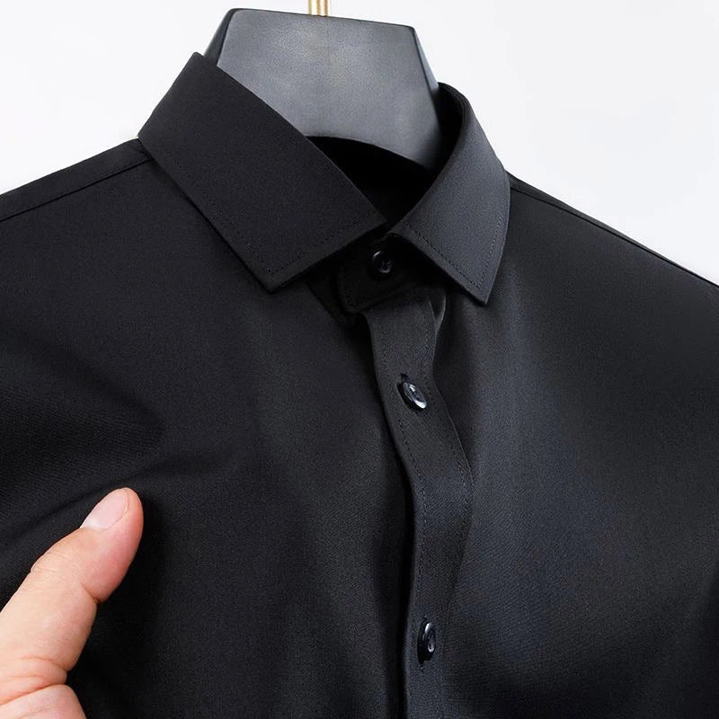 New Anti-Wrinkle Men's Shirts Long Sleeve For Men Slim Fit Stretch Camisa Social Business Formal Blouse White Office Shirt S-5XL - BOC-WEAR