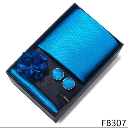 New Designer Blue Red Green Paisley Ties For Men Wedding Party Neck Tie Luxury Tie Pocket Square Cufllink Brooch Set - BOC-WEAR