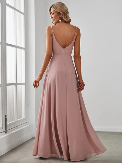 Elegant Evening dresses Long A LINE Spaghetti Strap V-Neck Floor-Length Gown 2025 Ever Pretty of Chiffon Simple Prom Women Dress