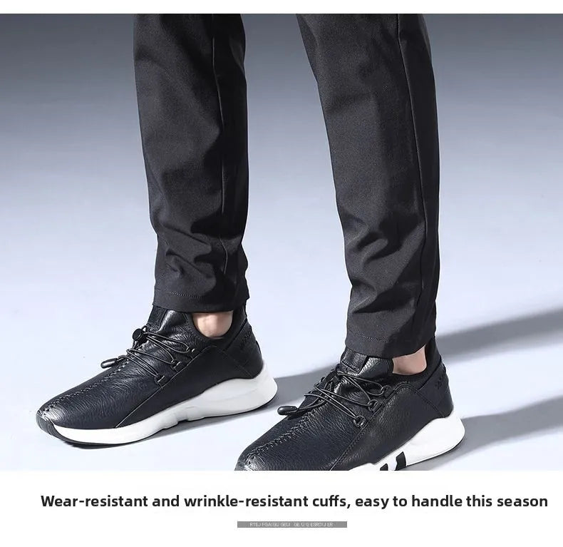 Men's Casual Fce Lined Straight Leg Pants Warm Autumn Winter Workwear Nine-Tenths Regular Fit Faion Urban Sle