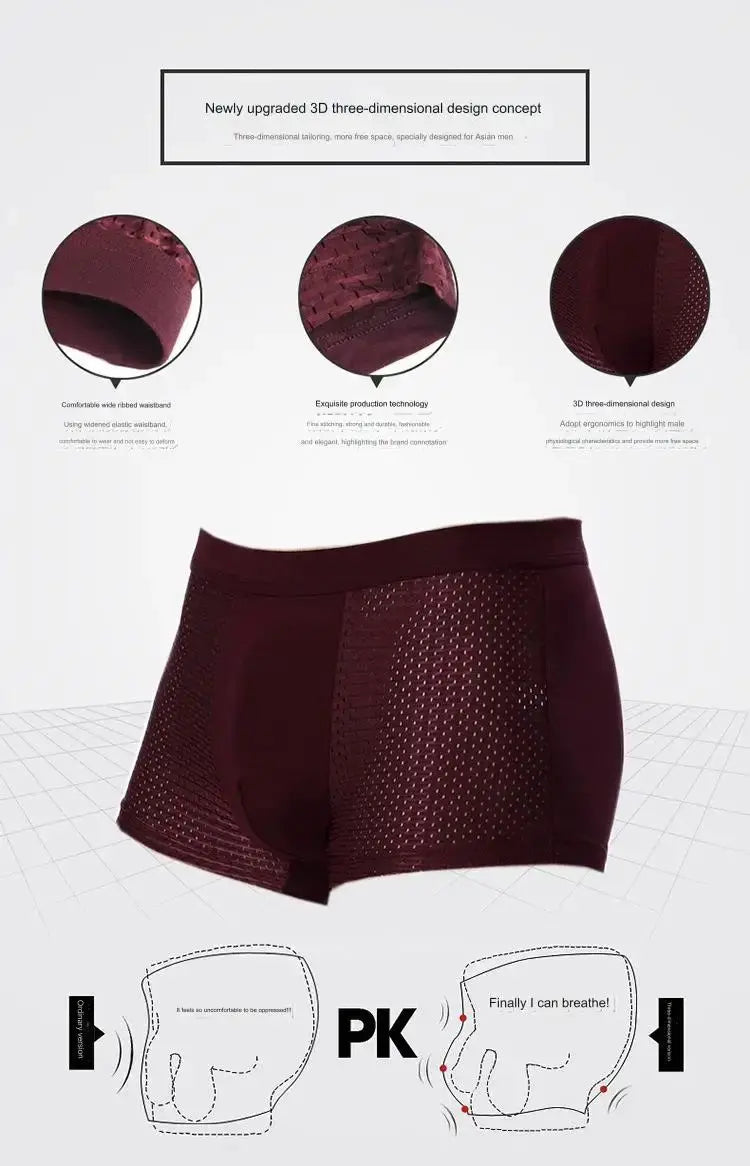 BOC-WEAR Men's Ice Silk Boxers - 4-Pack Seamless Summer Underwear - BOC-WEAR