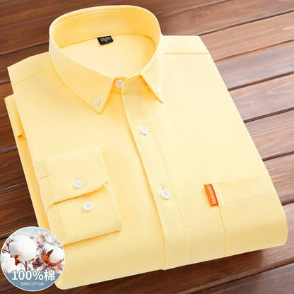 Men's shirt long sleeve 100% cotton spring/summer Oxford woven non-ironing anti-wrinkle Business casual high quality - BOC-WEAR