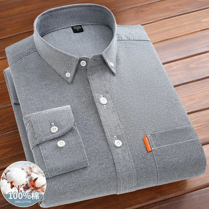 Men's shirt long sleeve 100% cotton spring/summer Oxford woven non-ironing anti-wrinkle Business casual high quality - BOC-WEAR