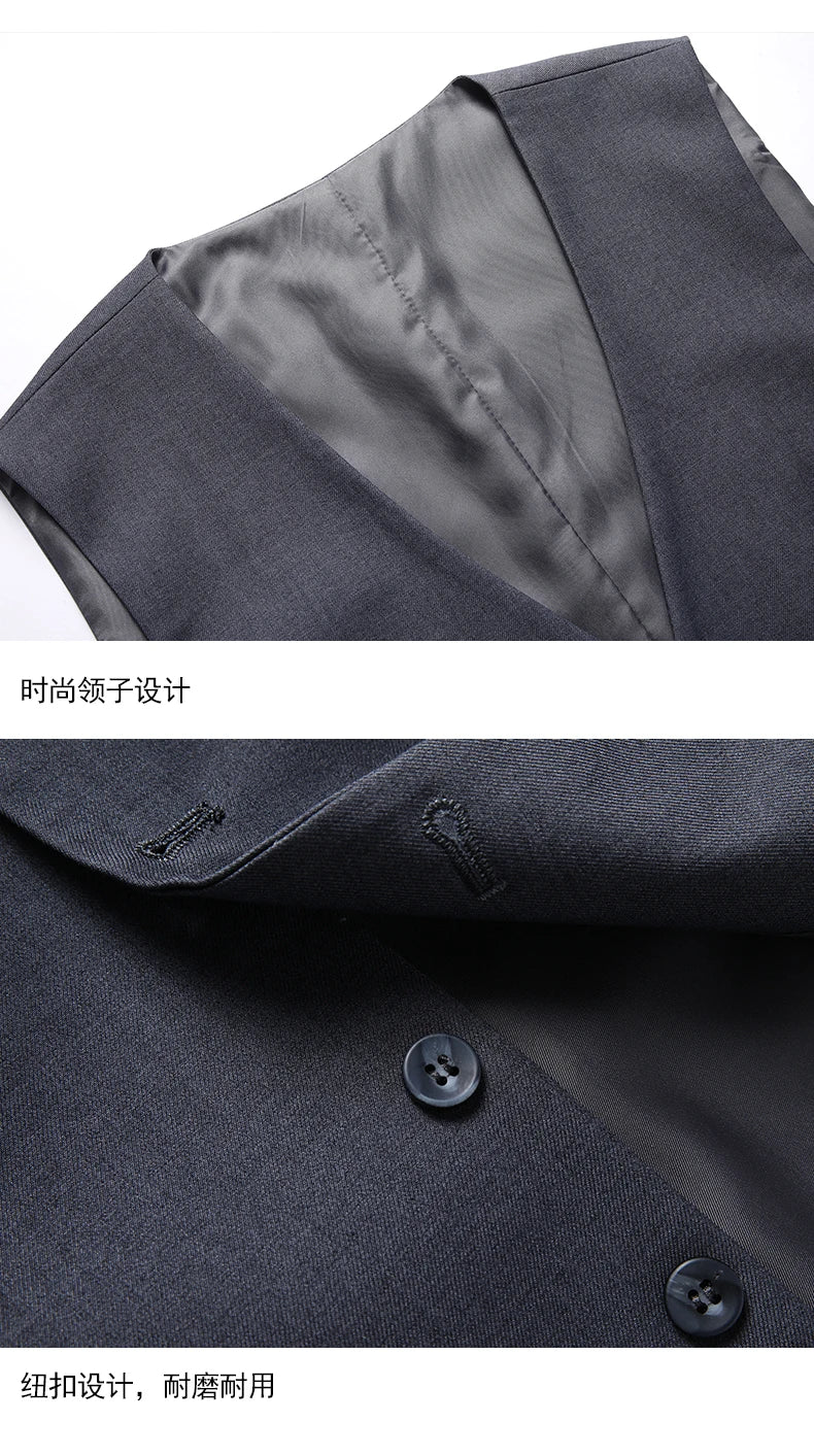 Suit Men Fashion  (Blazer+ Vest + Pants)  Business Wedding Work Casual Slim Professional Dress Groom Best Man Gentleman Suit - BOC-WEAR
