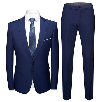 Wedding Suit For Men Set Elegant Blazers Formal 2 Pieces Full Jackets Pants Classic Business Coats 2024 - BOC-WEAR