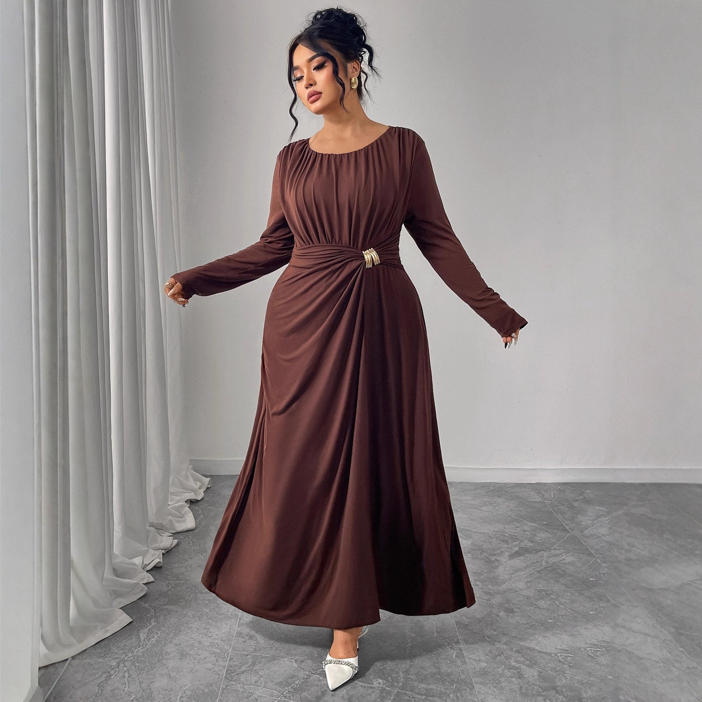 Fashion Coffee Color Dress For Women