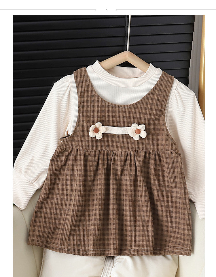 Baby Girl Round-neck Long-sleeved Dress Suit - BOC-WEAR