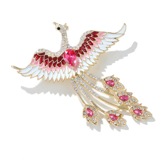Vintage Phoenix Brooch - Multicolor Gemstone Feather Design