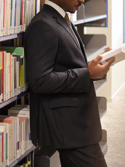 Men's Classic Striped Suit High Waist Pants Set - BOC-WEAR